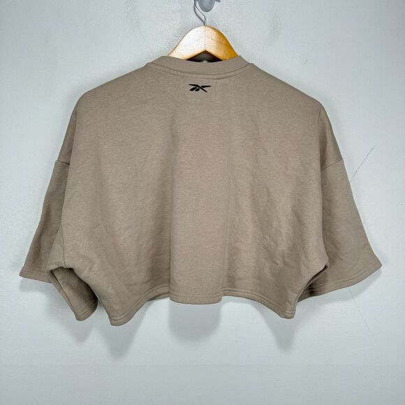 Reebok x Cardi B Crop Top Sweatshirt Sweater Women Large Beige Cotton Blend - Picture 6 of 10